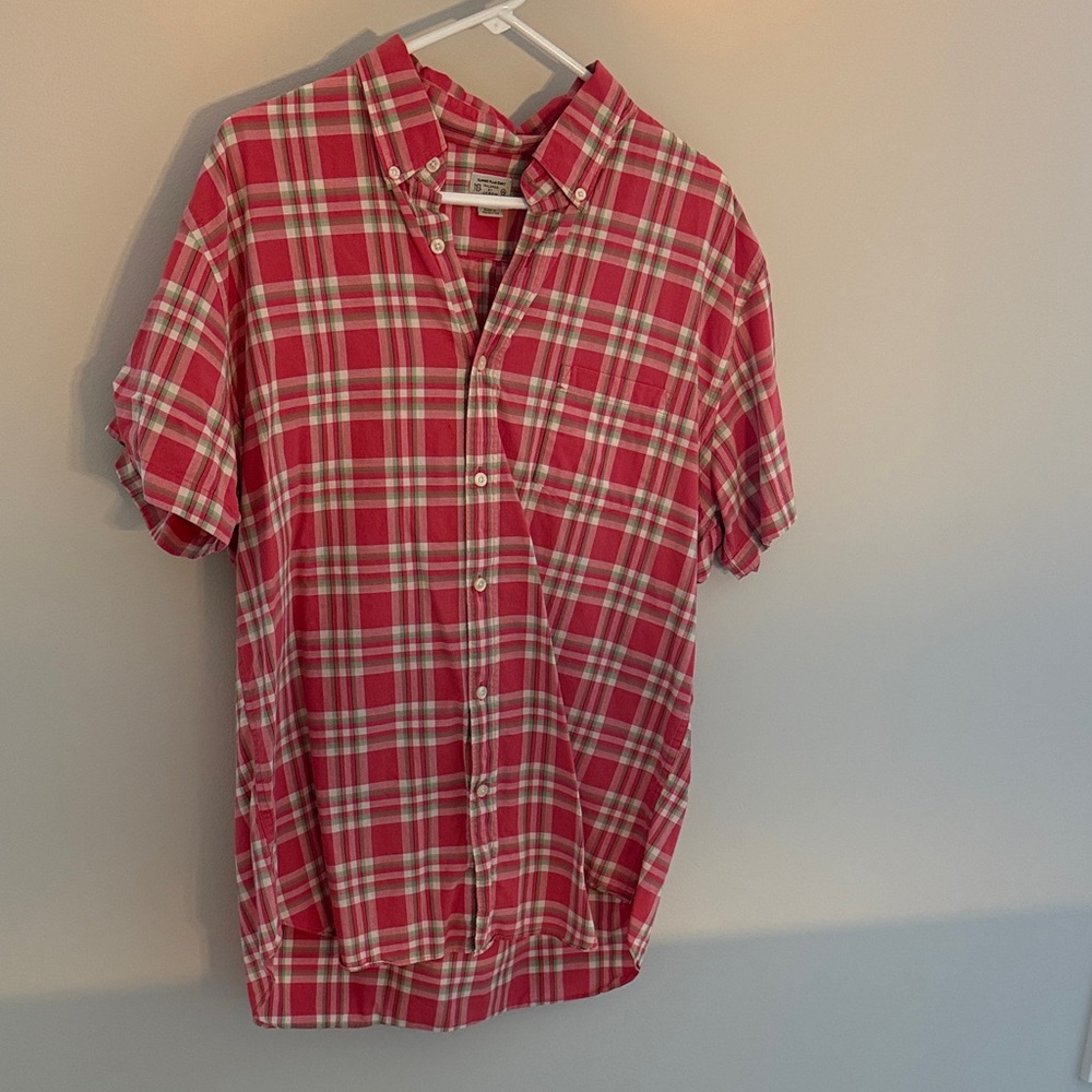 J. Crew Red Plaid Short-Sleeve Button-Down Shirt